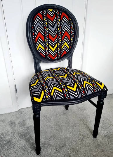 Vintage sort afrikansk geometrisk lejlighedsvis stol - Image 2