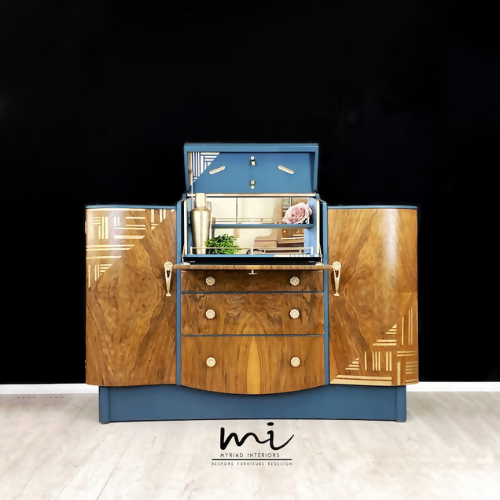 Vintage Nathan Drinks Cabinet, Cocktail, skænk, Art Deco, Walnut - Kommissionen tilgængelig - Image 2