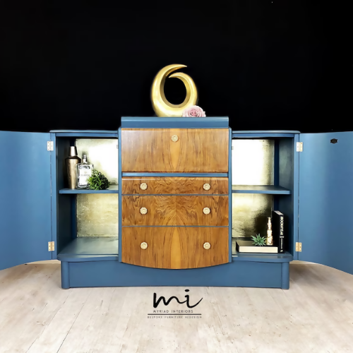 Vintage Nathan Drinks Cabinet, Cocktail, skænk, Art Deco, Walnut - Kommissionen tilgængelig - Image 3